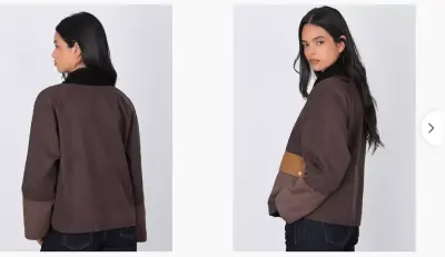 Chaqueta de mujer marrón con detalles en contraste - miniatura 2