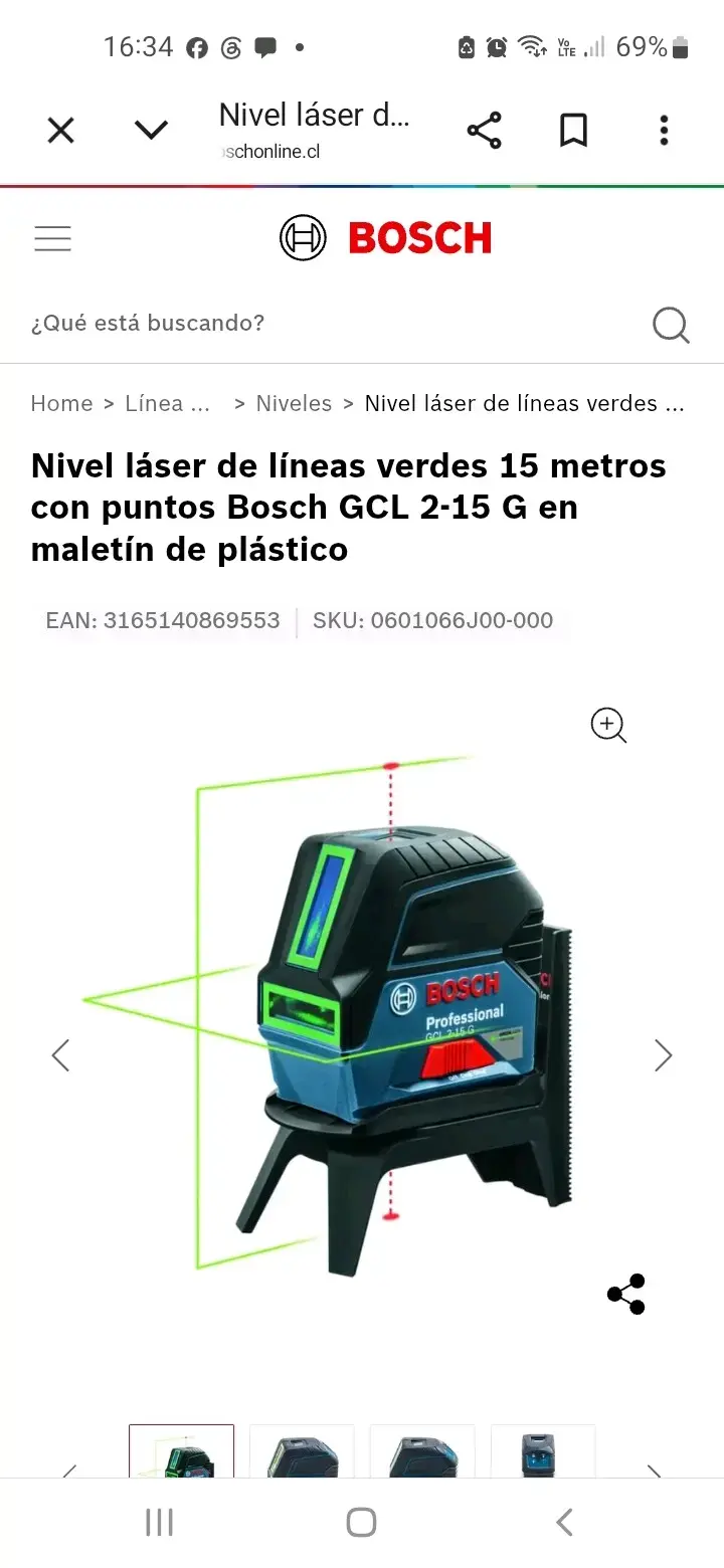 Nivel láser Bosch Professional GLL 3-15 con maletín - 5
