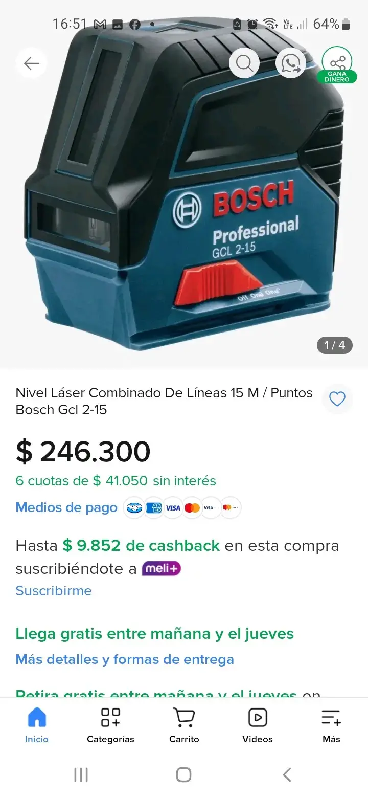 Nivel láser Bosch Professional GLL 3-15 con maletín - 6