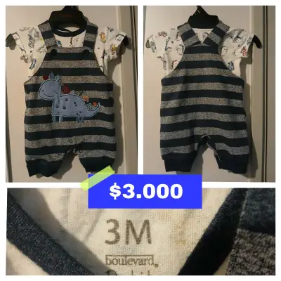Conjunto de bebé con dinosaurios talla 3M - miniatura 1