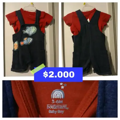 Conjunto de bebé con peto y polera roja 3-6M - miniatura 1