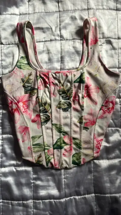 Top floral sin mangas para mujer talla S - miniatura 1