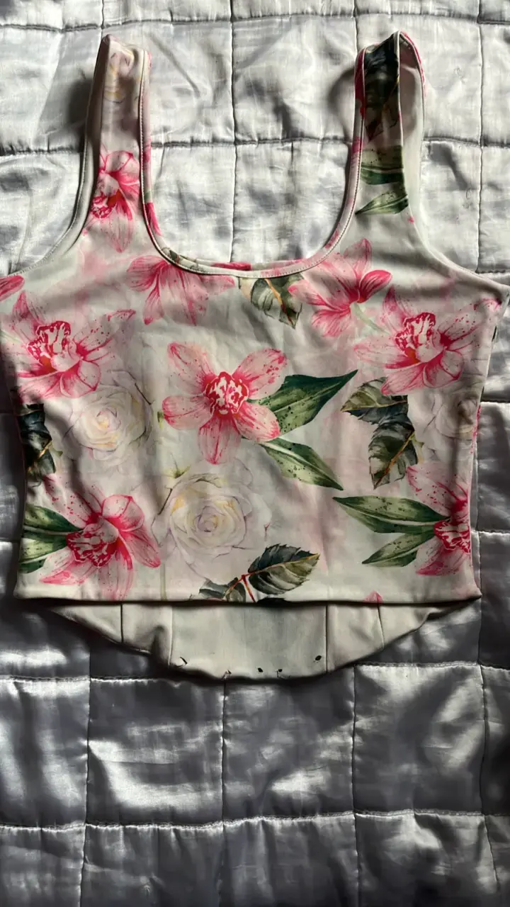 Top floral sin mangas para mujer talla S - 2