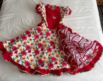 Vestido de cueca floral rojo talla 14 - miniatura 1