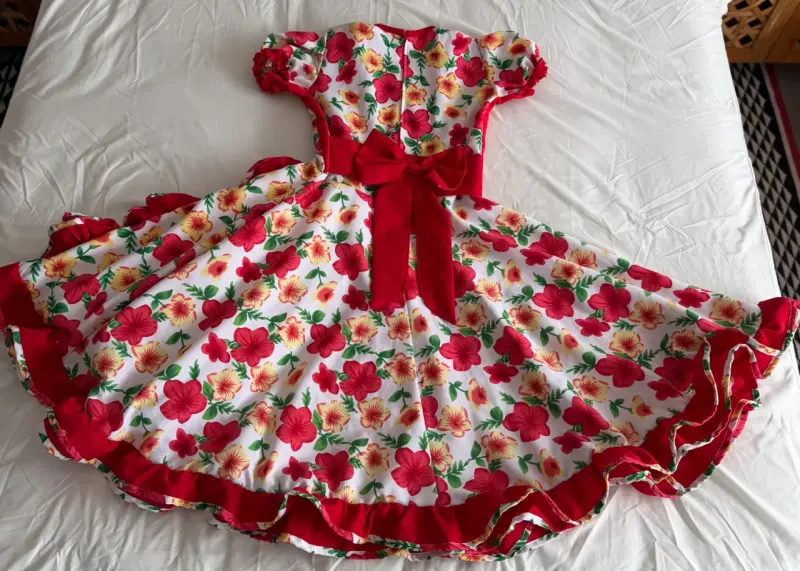 Vestido de cueca floral rojo talla 14 - 2