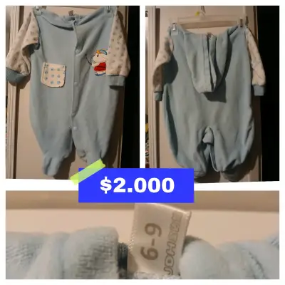 Enterito de bebé azul con diseño de oso - miniatura 1
