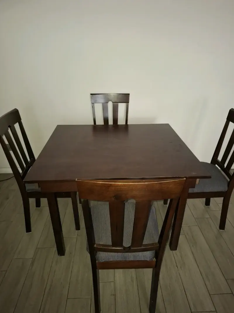 Mesa comedor de madera,  4 sillas, color chocolate - 5