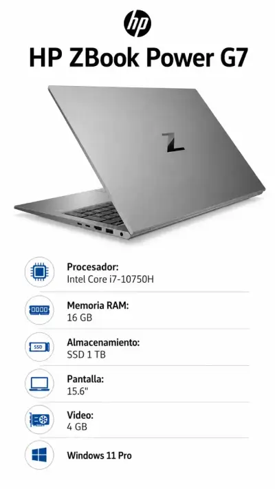 Notebook HP ZBook Power G7 I7-10750H RAM 16GB SSD - miniatura 2