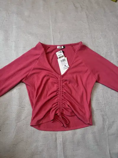 Polera manga larga fruncida color rosa Sybilla - miniatura 1