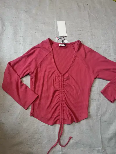 Polera manga larga fruncida color rosa Sybilla - miniatura 2