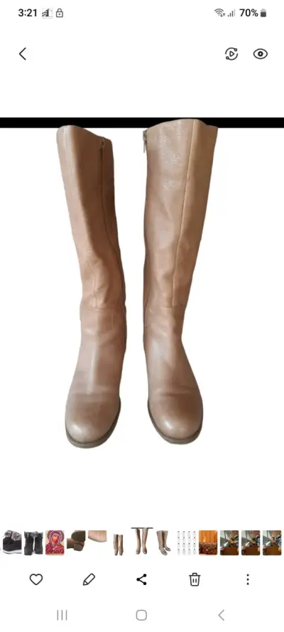 Botas de cuero beige con cierre lateral - miniatura 1