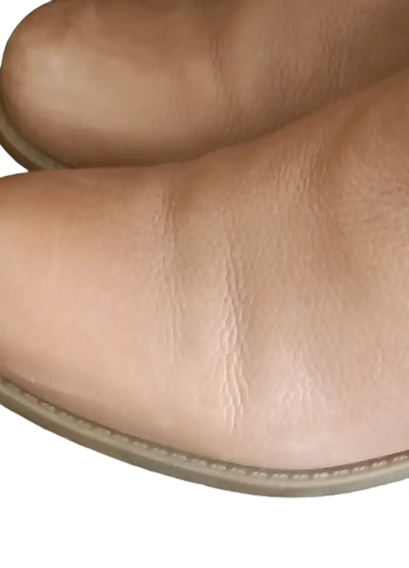 Botas de cuero beige con cierre lateral - 5