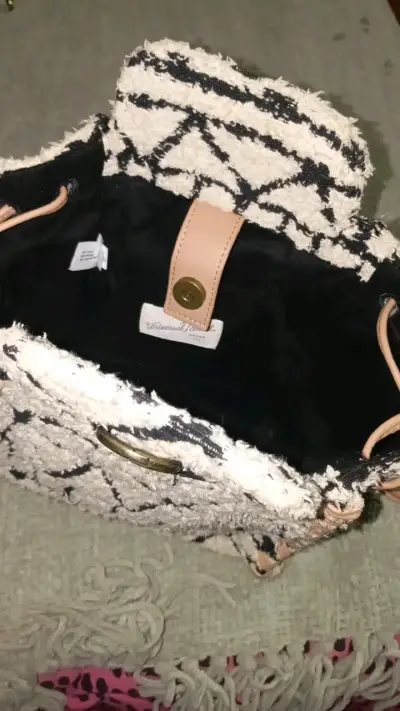 Mochila boho de tela con diseño geométrico - miniatura 4
