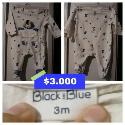 Enterito de bebé Black and Blue 3 meses - miniatura 1