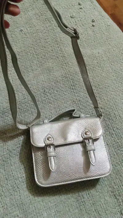 Cartera plateada pequeña con correa ajustable - miniatura 1