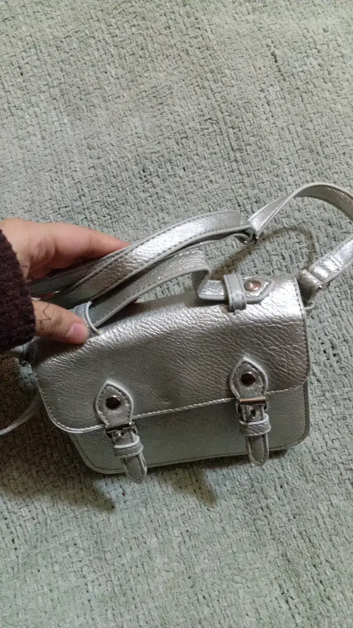 Cartera plateada pequeña con correa ajustable - 2