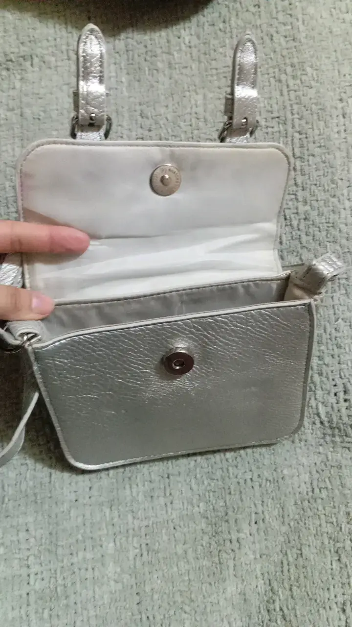 Cartera plateada pequeña con correa ajustable - 3