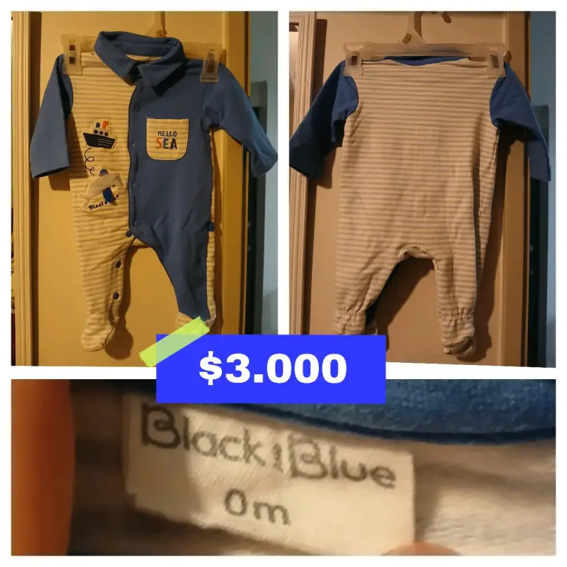 Enterito de bebé Black Blue Hello Sea