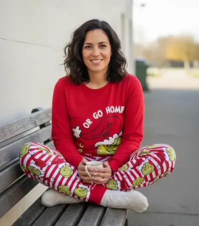Pijama navideño rojo con diseño del Grinch talla S - miniatura 1