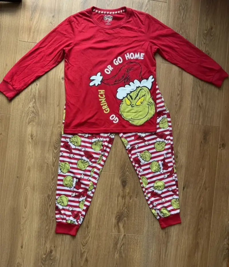Pijama navideño unisex Grinch rojo talla XL - 5