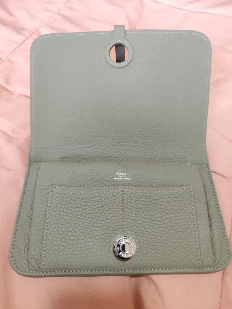 [nuevo original]Cartera de cuero verde Hermès eleg - 4
