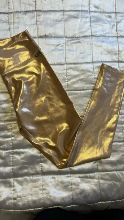 Leggings dorados brillantes para mujer - miniatura 1