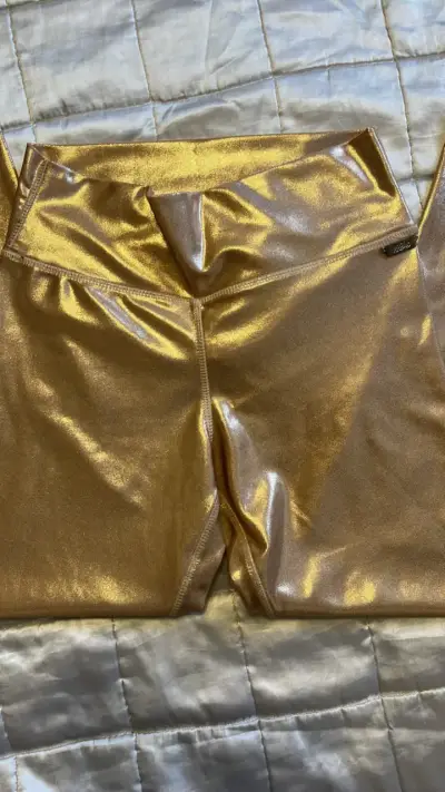 Leggings dorados brillantes para mujer - miniatura 2