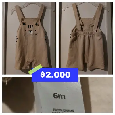 Enterito de bebé beige con diseño de tigre - miniatura 1