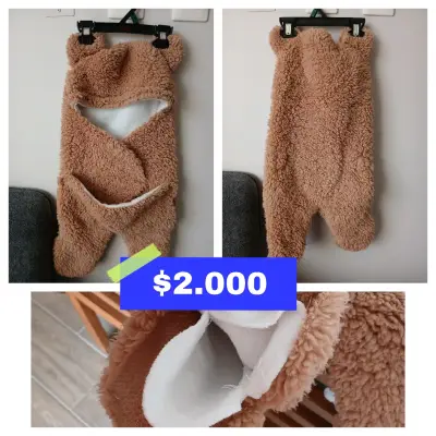 Disfraz de oso para bebé suave y cálido - miniatura 1