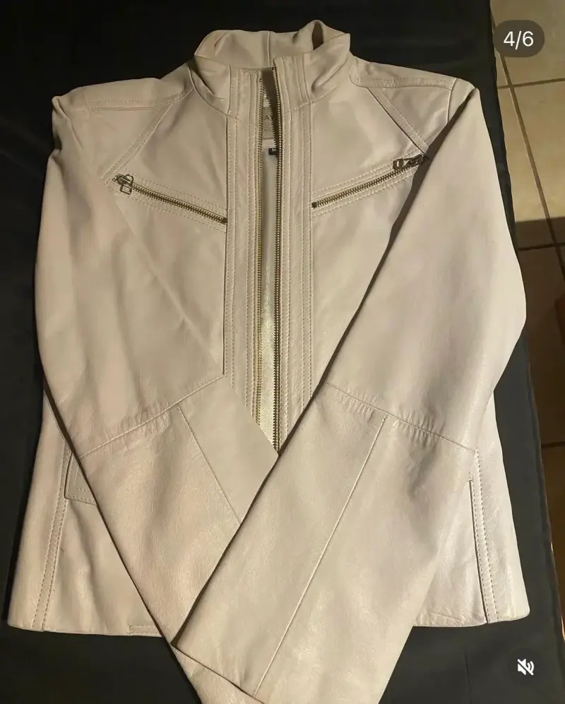 Chaqueta de cuero  beige para mujer - 3