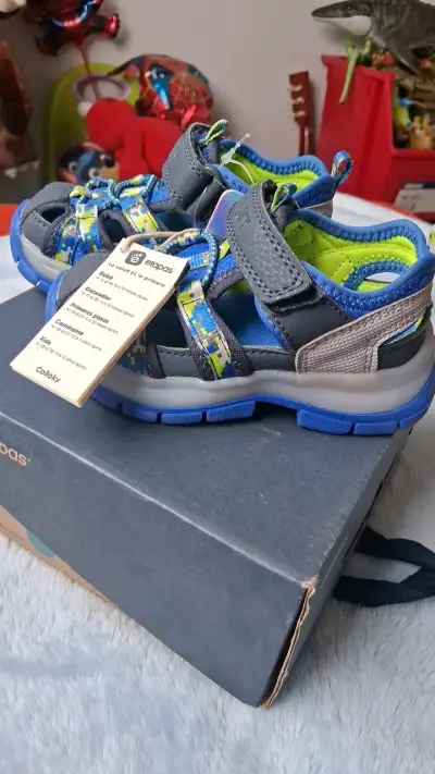 Sandalias para niños Colloky azul y verde - miniatura 1