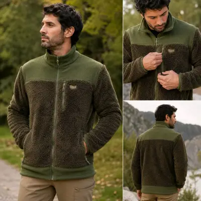 Chaqueta polar verde oliva lippi con cierre - miniatura 1