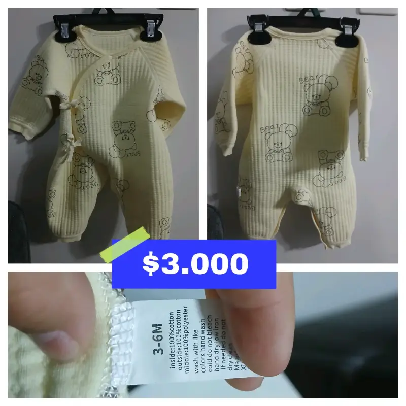 Enterito de bebé amarillo con diseño de ositos