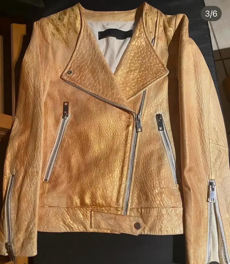 Chaqueta de cuero dorada para mujer - 2