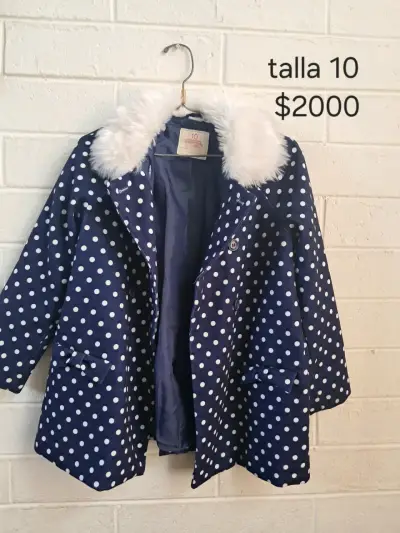 Abrigo de niña azul con lunares talla 10 - miniatura 1