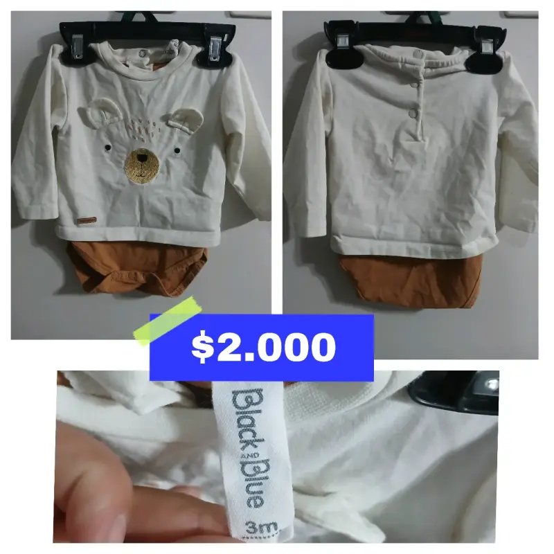 Conjunto de bebé Black & Blue con diseño de oso
