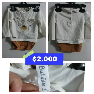 Conjunto de bebé Black & Blue con diseño de oso - miniatura 1