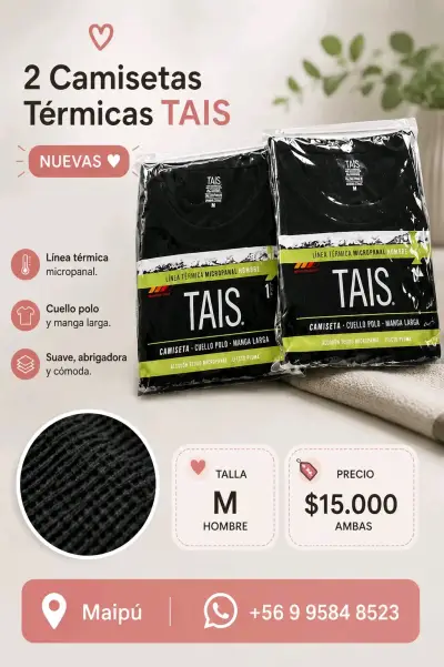 2 camisetas térmicas negras Tais para hombre - miniatura 1