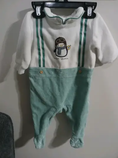 Enterito de bebé verde y blanco Pillin 3M - miniatura 2