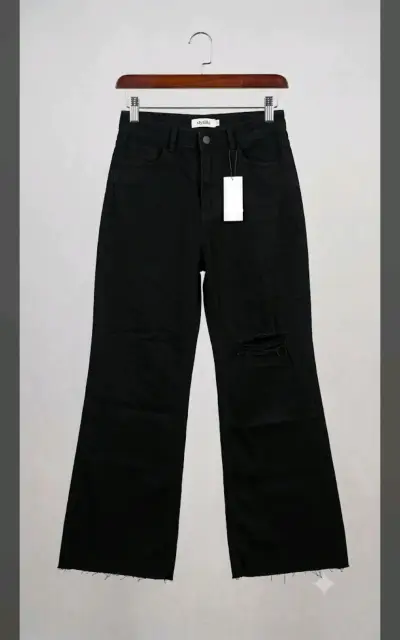 Pantalones negros rasgado pata elefante - miniatura 1