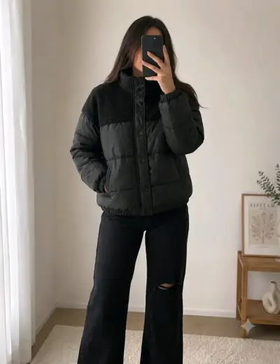 Pantalones negros rasgado pata elefante - miniatura 2