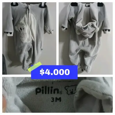 Enterito de bebé gris con diseño de koala Pillin - miniatura 1