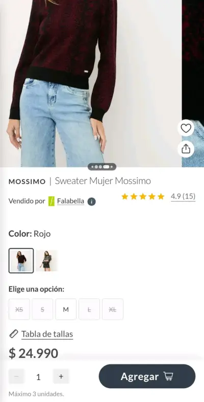 Suéter Mujer Rojo y Negro Mossimo - miniatura 5