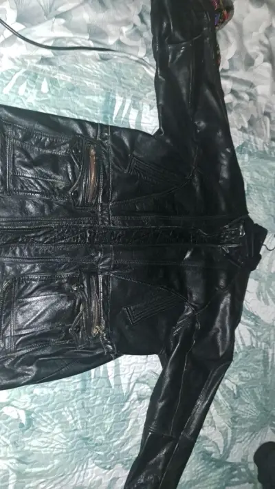 Chaqueta de cuero negra para hombre - miniatura 1