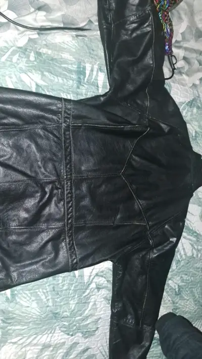 Chaqueta de cuero negra para hombre - miniatura 2