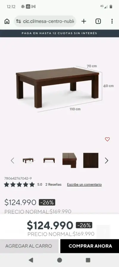 Mesa de centro chocolate con sillas - miniatura 4