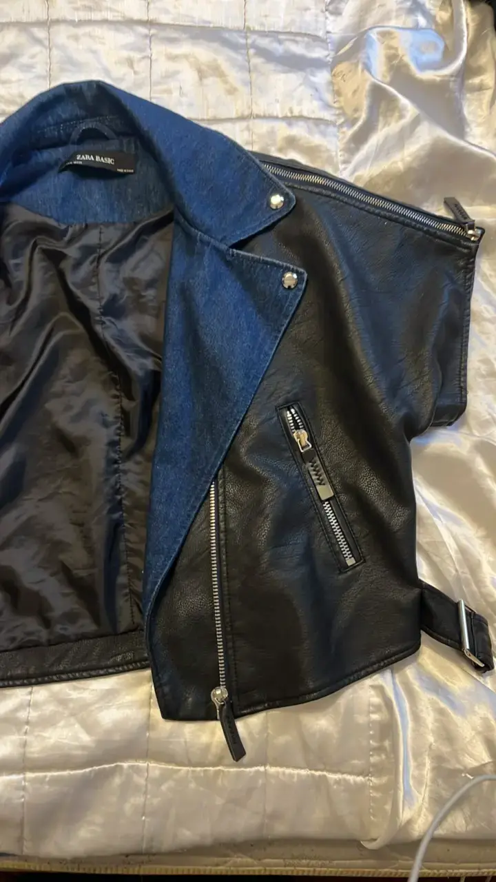 Chaqueta de cuero negra Zara Basic - 3