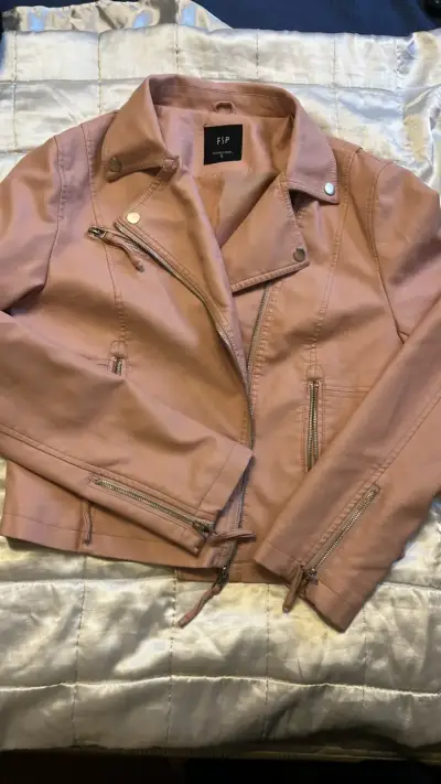 Chaqueta de cuero sintético rosa FSP para mujer - miniatura 1