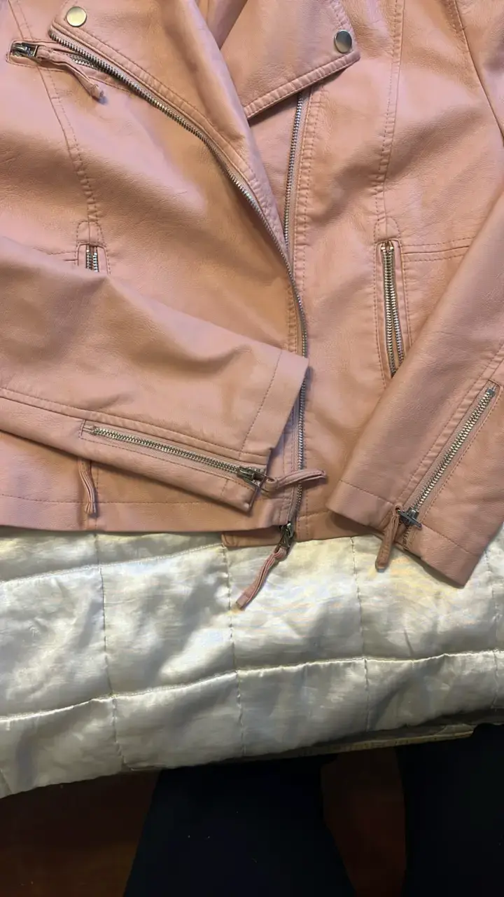 Chaqueta de cuero sintético rosa FSP para mujer - 2