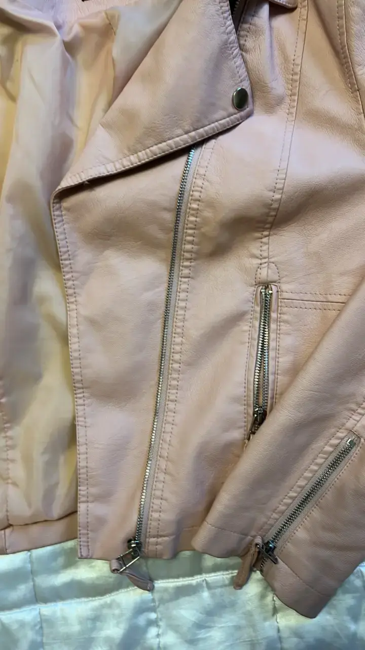 Chaqueta de cuero sintético rosa FSP para mujer - 3